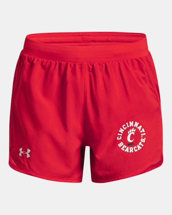 Women's UA Fly-By 2.0 Collegiate Sideline Shorts, Red, pdpMainDesktop image number 4